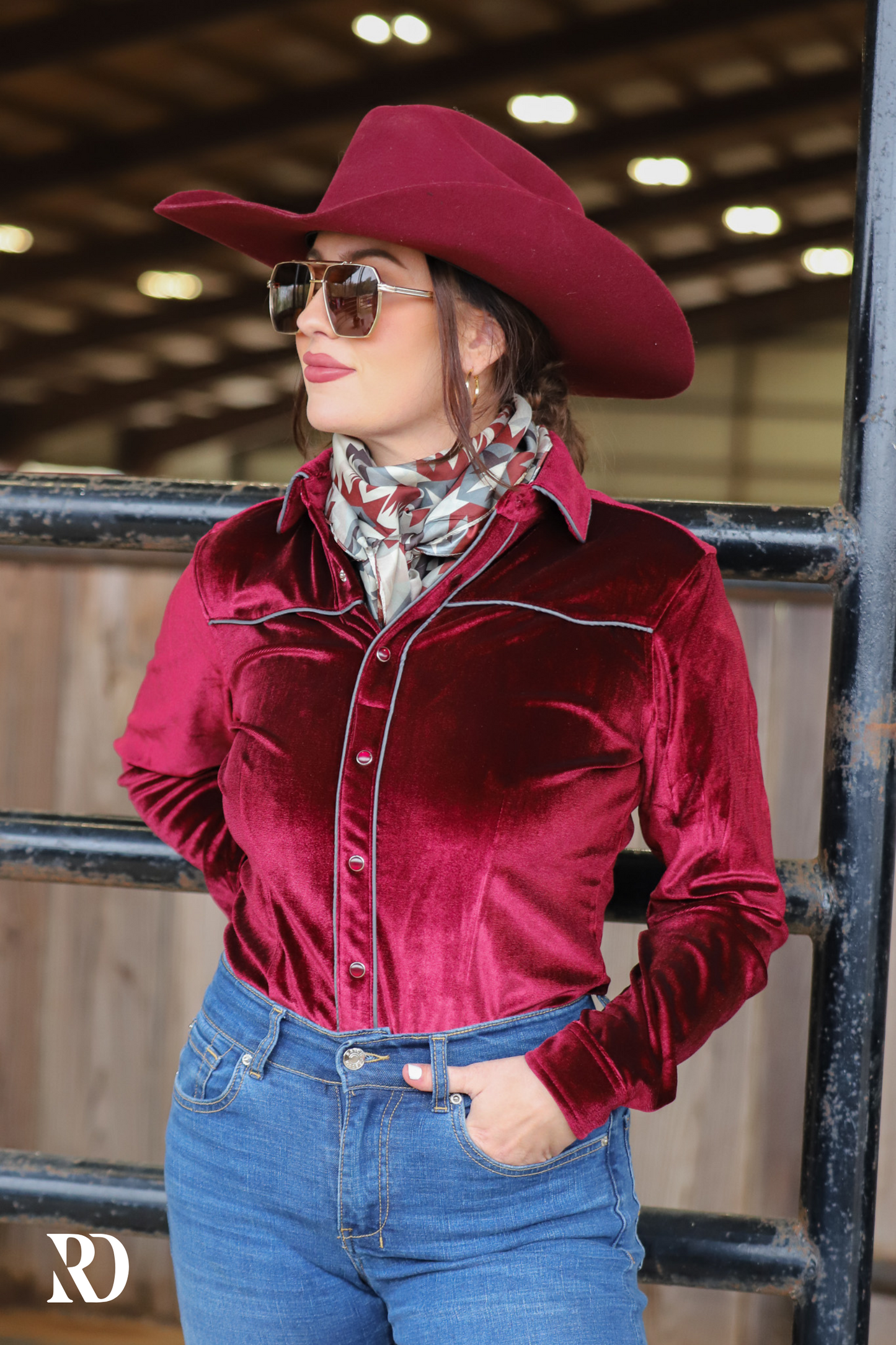 CRANBERRY VELVET PERFORMANCE RODEO SHIRT