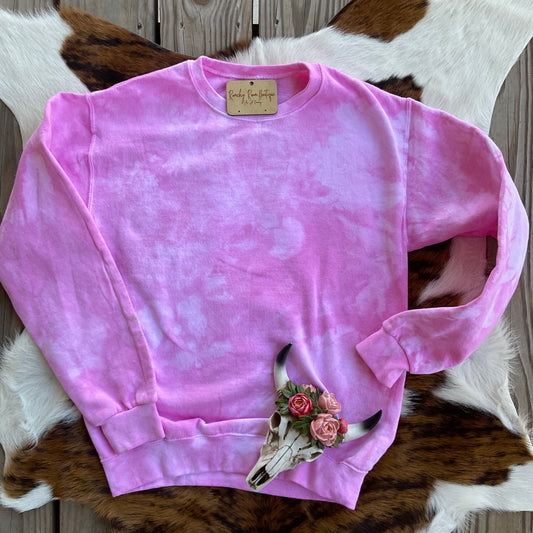 Pink Tie Dyed Blank Sweatshirt