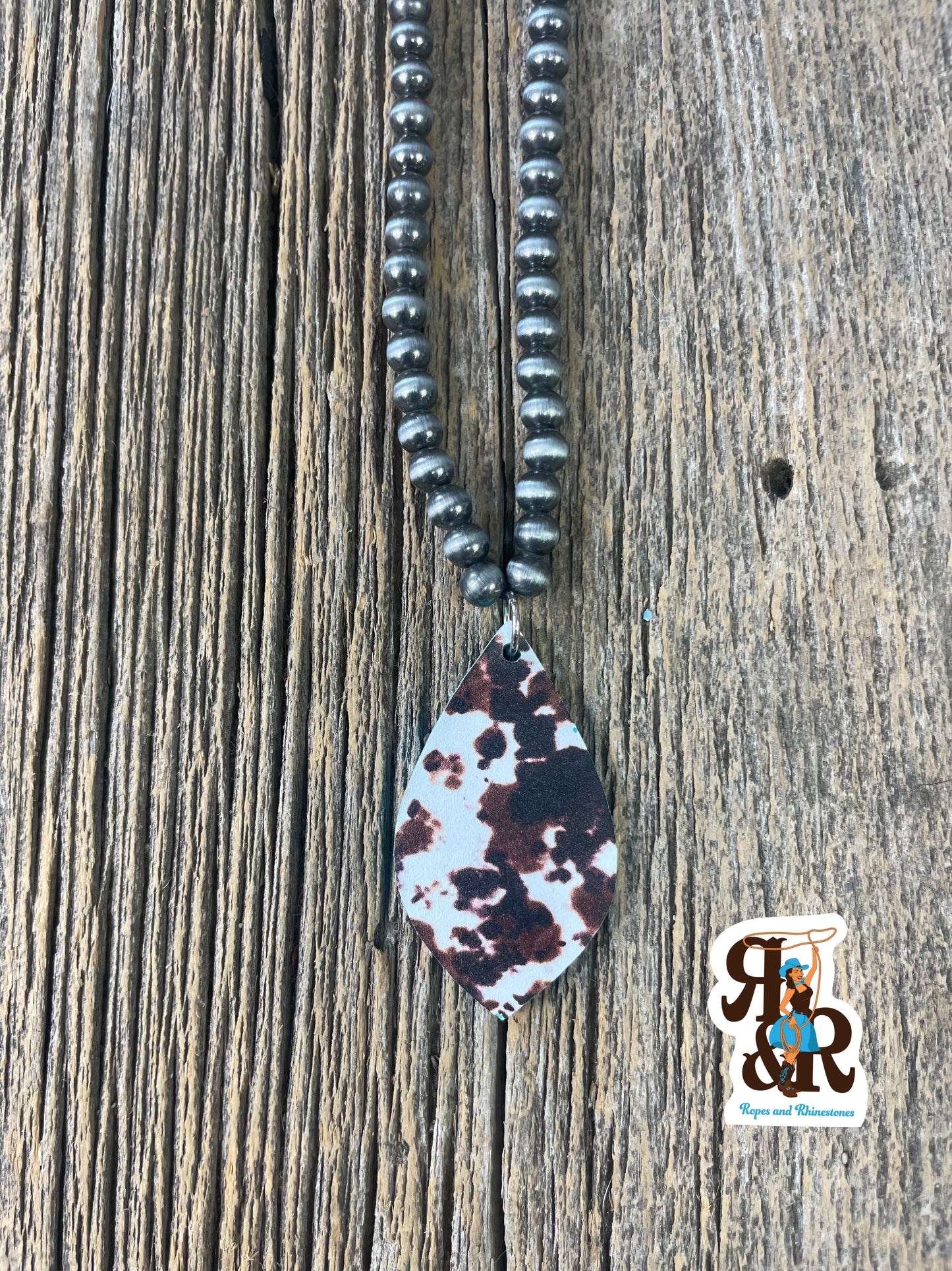Cowhide & Turquoise Necklace