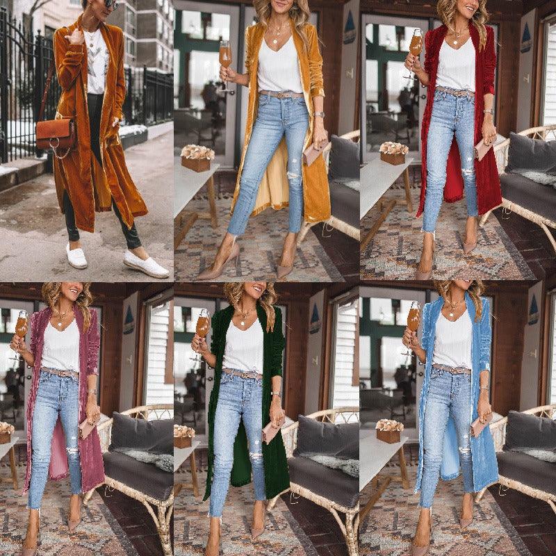 Luxe Velvet Long Coat – Soft, Elegant, and Stylish Velvet Outerwear for Women