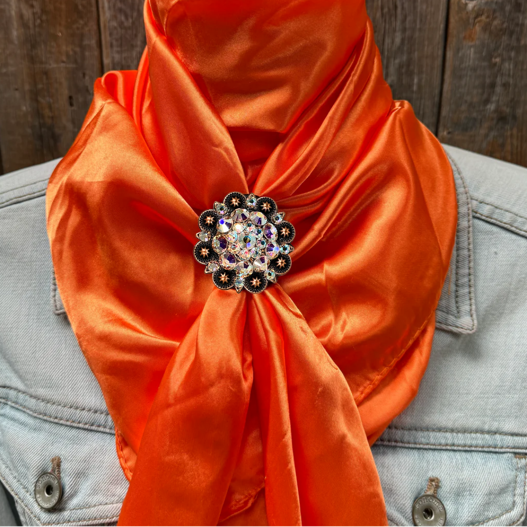 35X35" Solid Orange Wild Rag / Scarf WRS20 - Crystal Concho Wild Rag Slides - Assorted