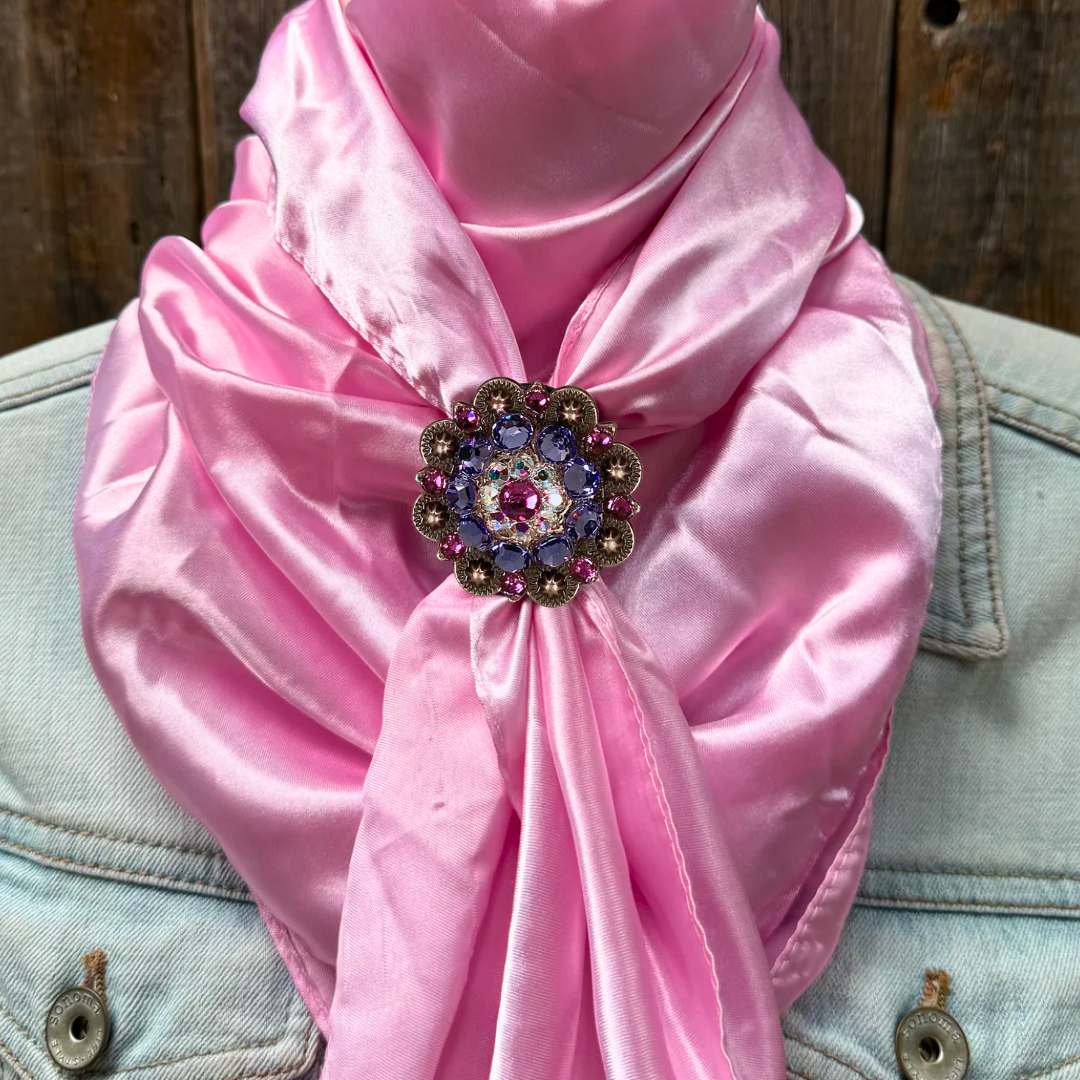 35X35" Solid Pink Wild Rag / Scarf WRS27 - Crystal Concho Wild Rag Slides - Assorted