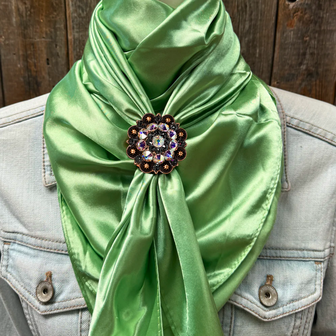 35X35" Solid Lime Wild Rag / Scarf WRS26 - Crystal Concho Wild Rag Slides - Assorted