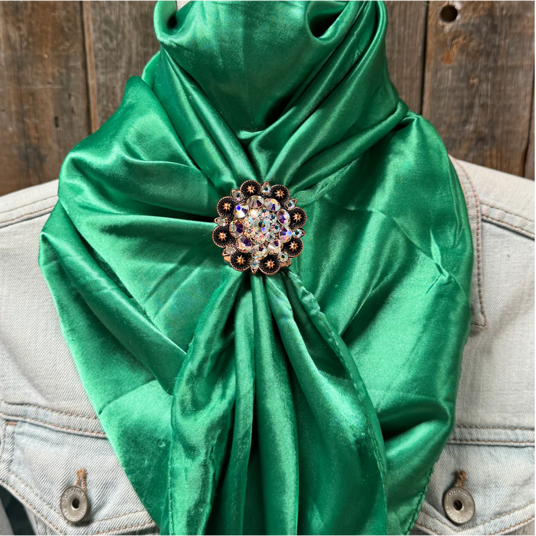 35X35" Solid Green Wild Rag / Scarf WRS18 - Crystal Concho Wild Rag Slides - Assorted