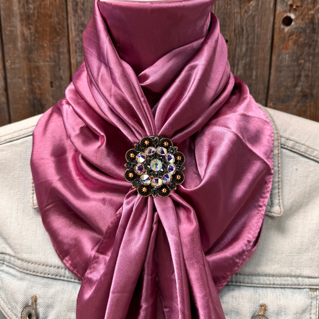 35X35" Solid Rose Wild Rag / Scarf WRS6 - Crystal Concho Wild Rag Slides - Assorted