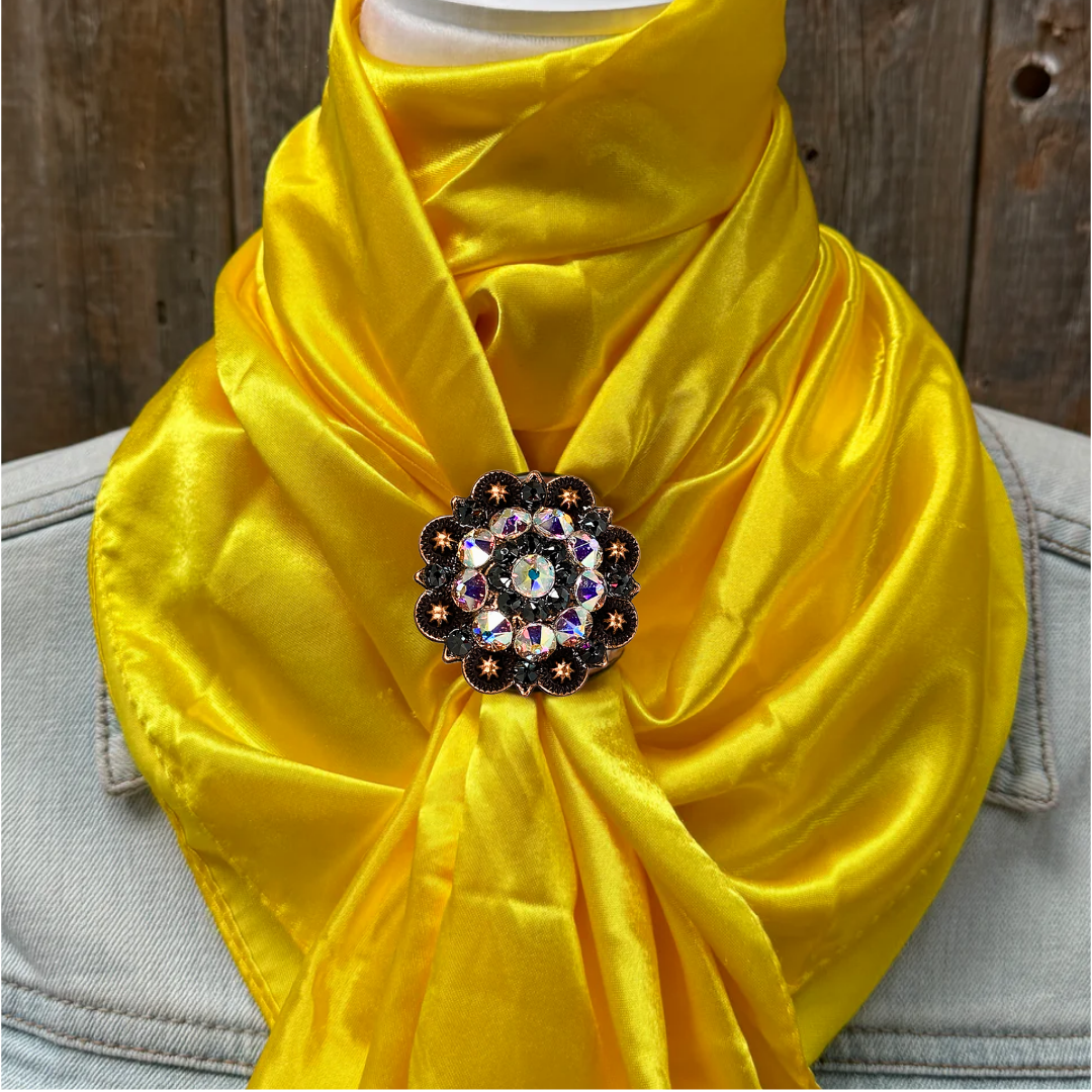 35X35" Solid Yellow Wild Rag / Scarf WRS23 - Crystal Concho Wild Rag Slides - Assorted