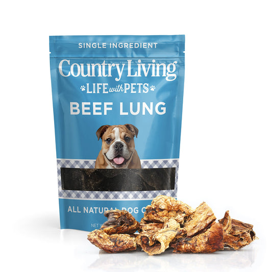 Country Living 4”-6” Beef Lung Slices Dog Treats – 8oz Bag – 100% Natural, Single-Ingredient, High-Protein, Grain-Free Dog Treats – Crunchy & Lightweight