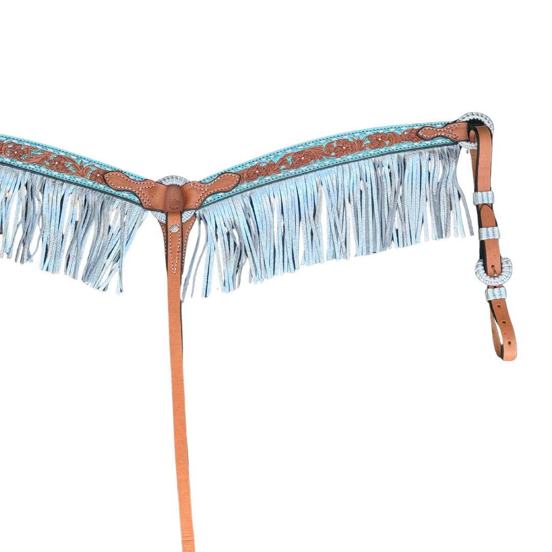 3F23-Turquoise shimmer 1-3/4" Contour breast collar