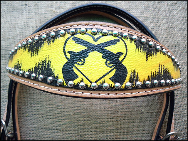 HILASON Western Horse Leather Headstall & Breast Collar Set Cross Gun