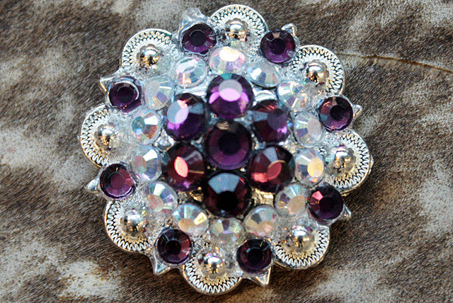 1.5 In Amythyst Ab Crystals Berry Silver Bling Headstall Saddle Hilason