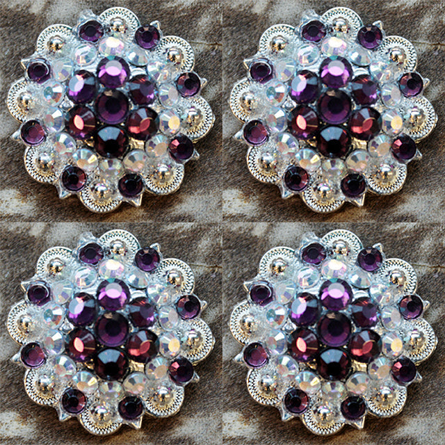 1.5 In Amythyst Ab Crystals Berry Silver Bling Headstall Saddle Hilason