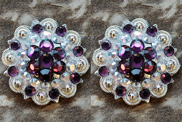 1.5 In Amythyst Ab Crystals Berry Silver Bling Headstall Saddle Hilason