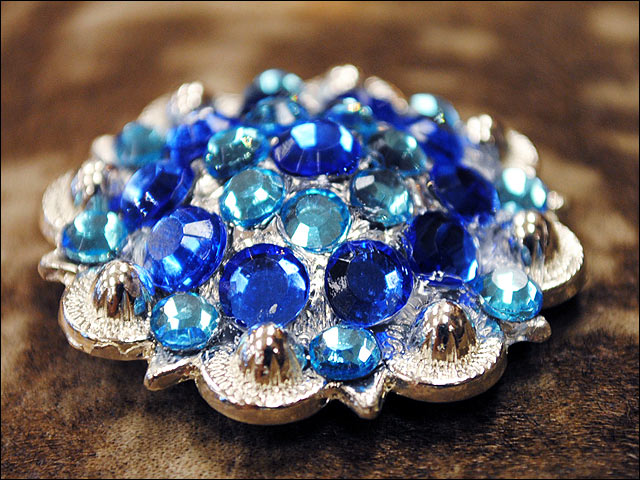 Hilason Turquoise Blue Crystals 1-1/4 Berry Concho Rhinestone Saddle Tack