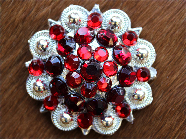Hilason Pink Red Crystal 1-1/4In. Berry Concho Rhinestone Tack Saddle
