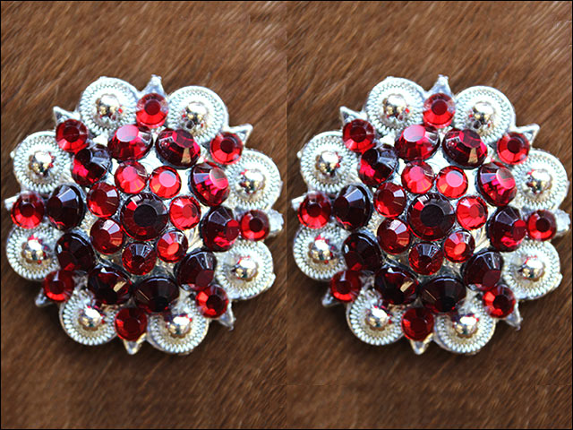 Hilason Pink Red Crystal 1-1/4In. Berry Concho Rhinestone Tack Saddle