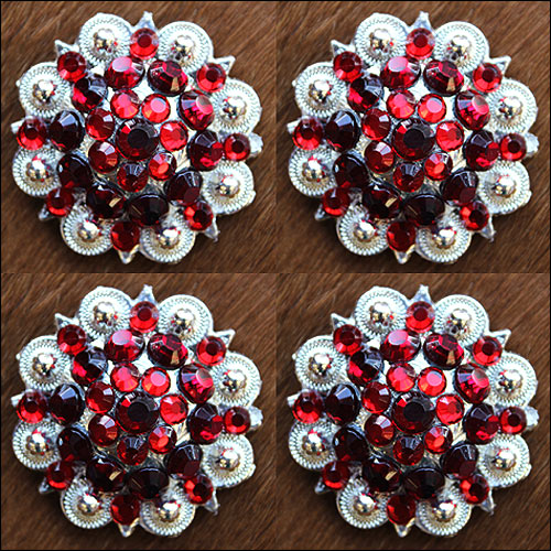 Hilason Pink Red Crystal 1-1/4In. Berry Concho Rhinestone Tack Saddle