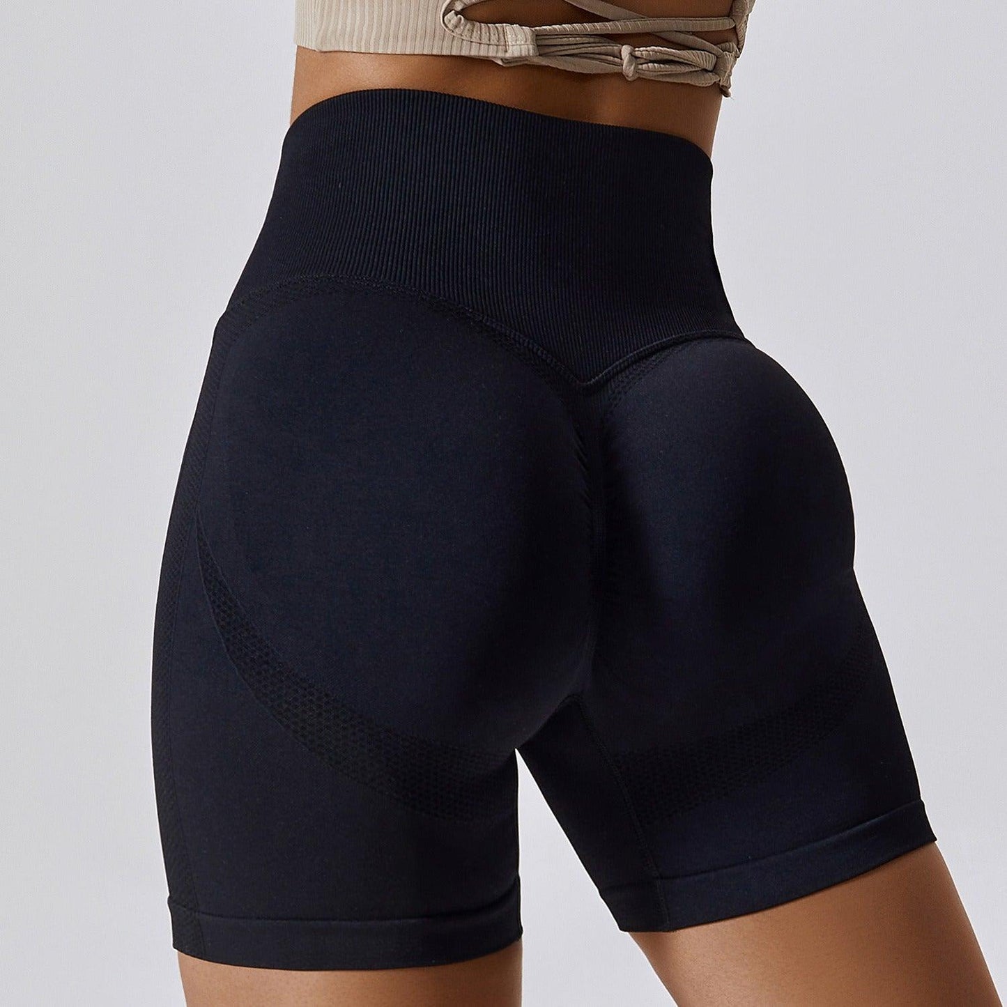 Country Girl High-Waisted Fitness Shorts | Butt Lifting & Ribbed Activewear for Yoga & Running