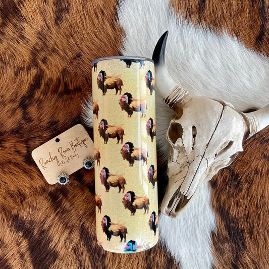Glitter Buffalo Western 20oz Skinny Tumbler