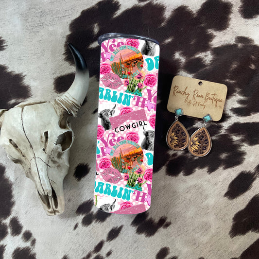 Darlin Cowgirl Highlander Western  20oz Skinny Tumbler