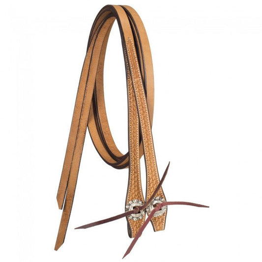 33'' Tough1® 8' Basket Tooled Split Reins with Silver Conchos