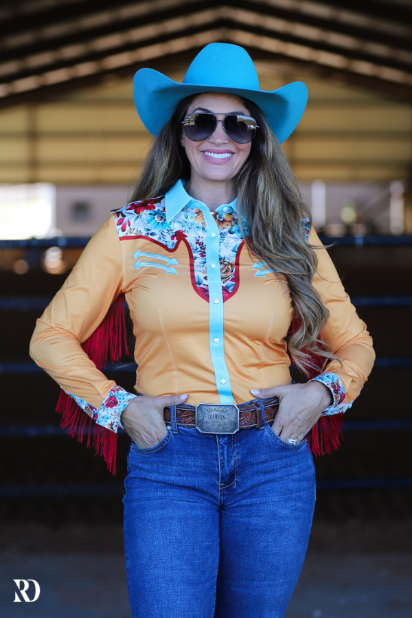 Vintage Yoke Fringe Rodeo Shirt With Three Button Front Durable Performance Fabric