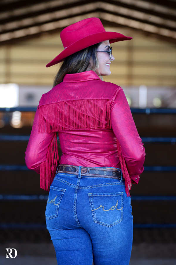 REBEL SPARKLE & FRINGE PERFORMANCE RODEO SHIRT