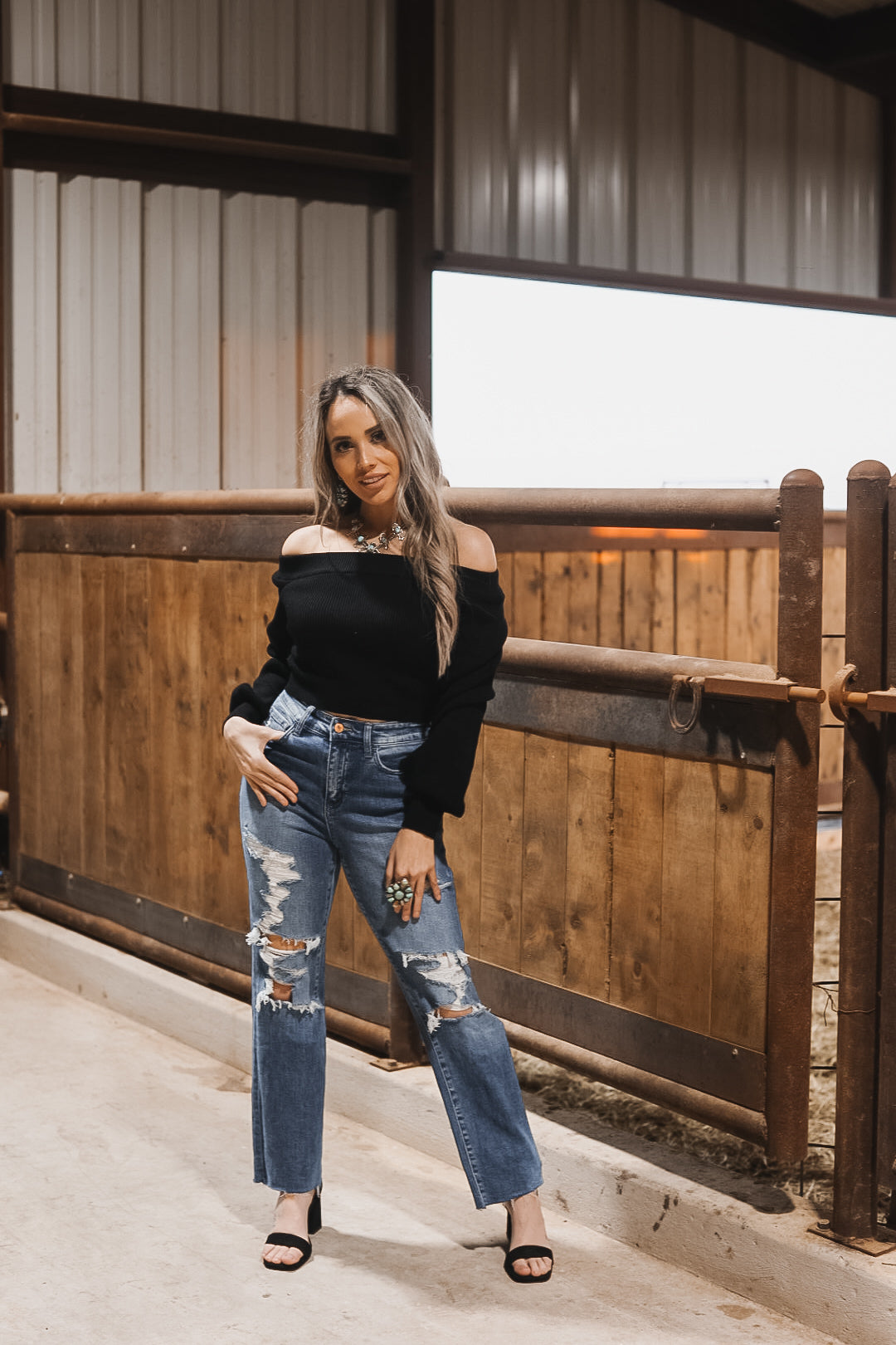 The Off Shoulder Sweater Top - small