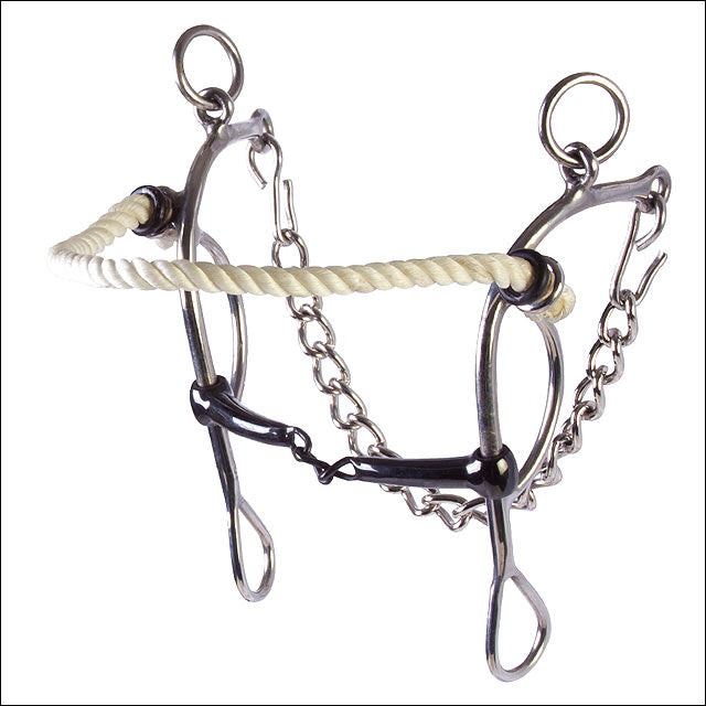 Hilason Western Horse Mouth Stainless Steel Ring Combo Snaffle Hackamore Bit