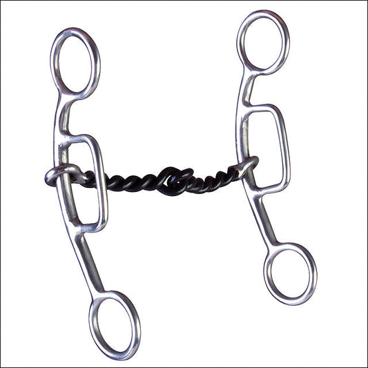 5-1/8 In Hilason Stainless Steel Sliding Horse Gag Bit Twisted Wire Mouth