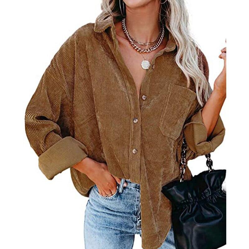 Corduroy Country Chic Shirt – Stylish Single-Breasted Cowgirl Shirt