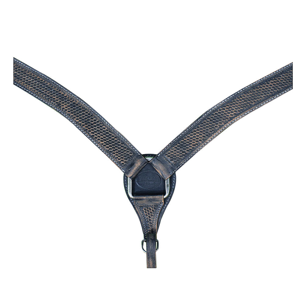 HILASON Western Horse Headstall Breast Collar Set Tack Genuine American Leather Basket Weave Rough Out Black