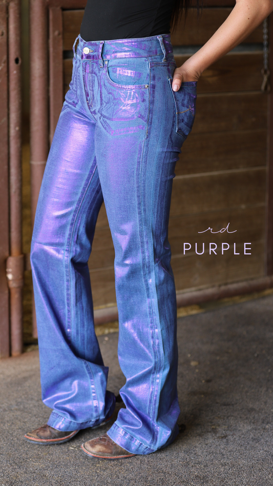SIGNATURE TROUSER - PURPLE METALLIC WASH