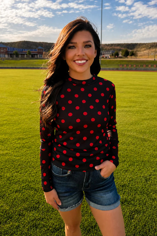 KICKOFF SEASON MESH TOP- Red n Black