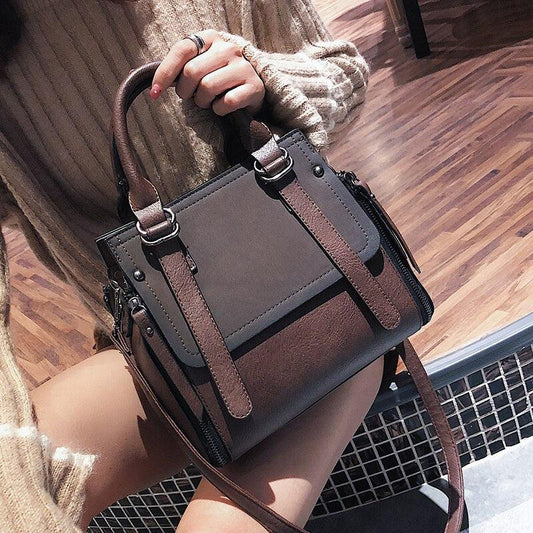 Vintage Leather Handbag Shoulder Bag | Luxury Handcrafted with Zipper Closure