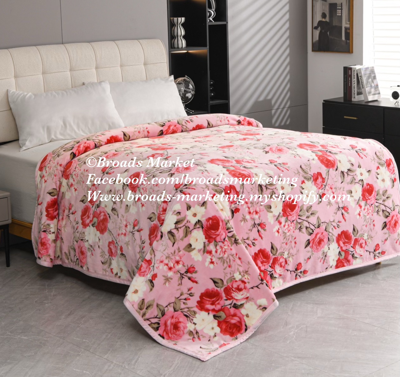 Clara Pink Knockout Roses Super Plush Blanket