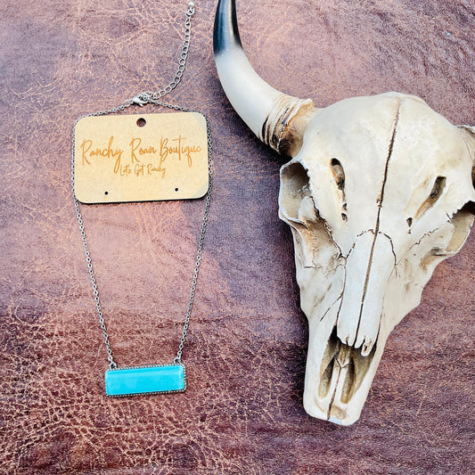 Western Rectangle Stone Turquoise Necklace