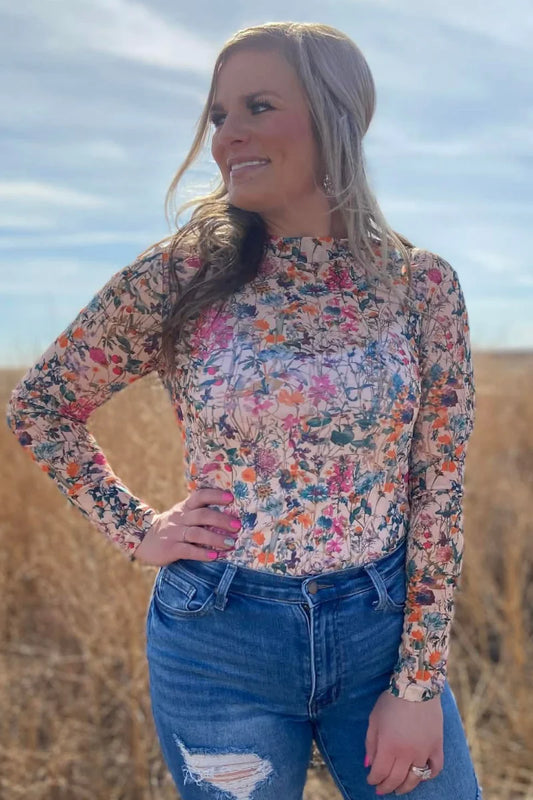 FIELD OF FLOWERS MESH TOP