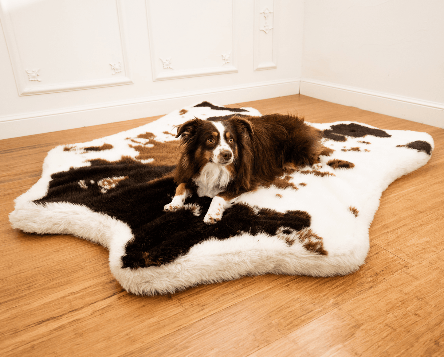 PupRug® Animal Print Memory Foam Dog Bed - Brown Faux Cowhide