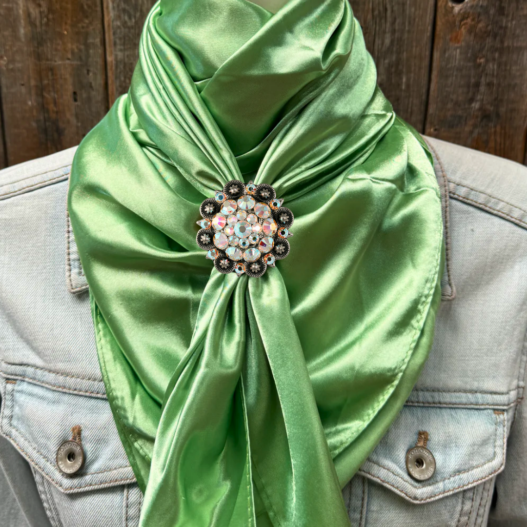 35X35" Solid Lime Wild Rag / Scarf WRS26 - Crystal Concho Wild Rag Slides - Assorted