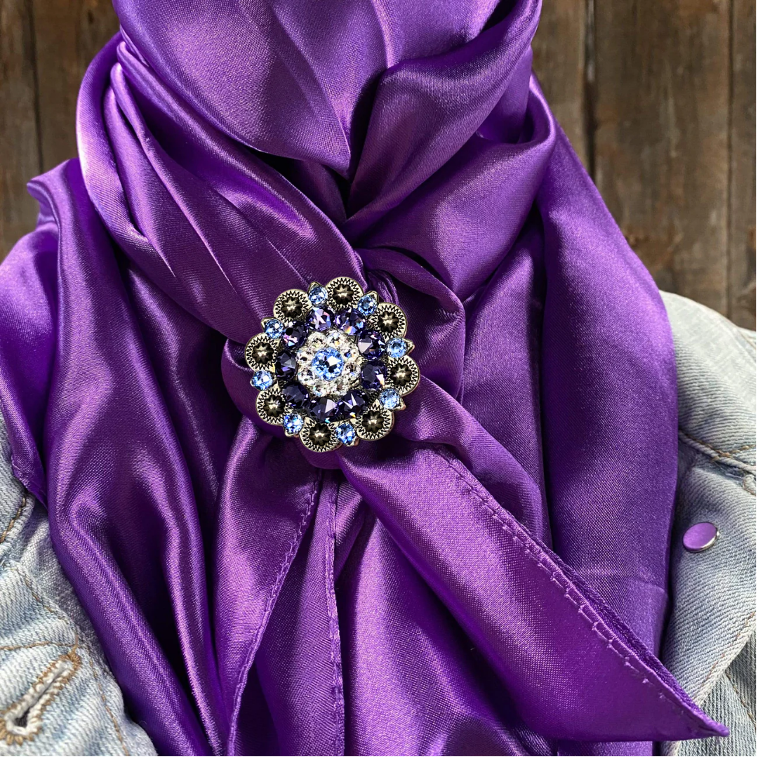 35X35" Solid Purple Wild Rag / Scarf WRS1 - Crystal Concho Wild Rag Slides - Assorted