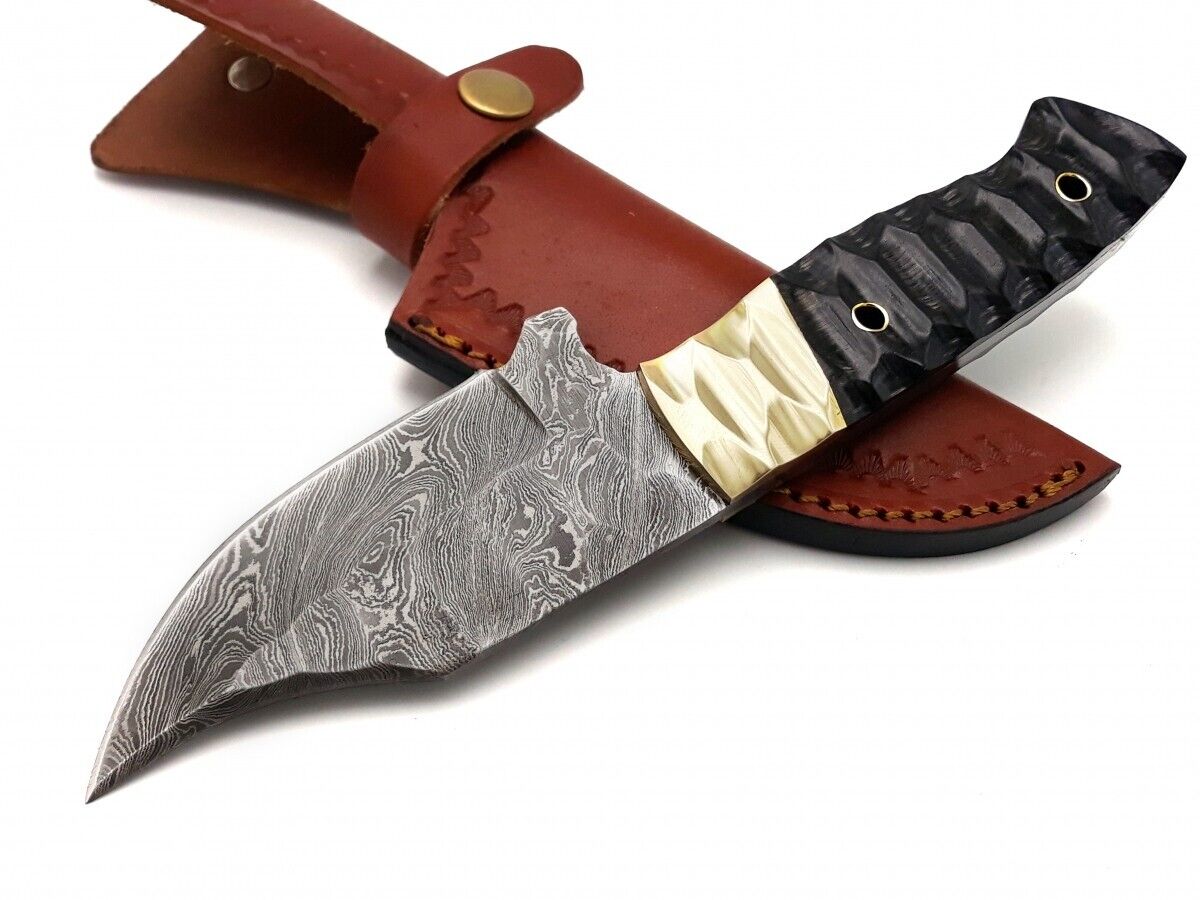 Custom Handmade Skinning Knife with Resin & Brass Handle