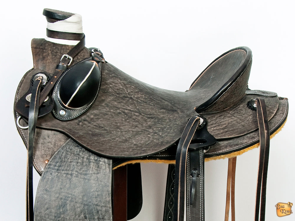Western Horse Wade Saddle American Leather Ranch Roping Antique Black