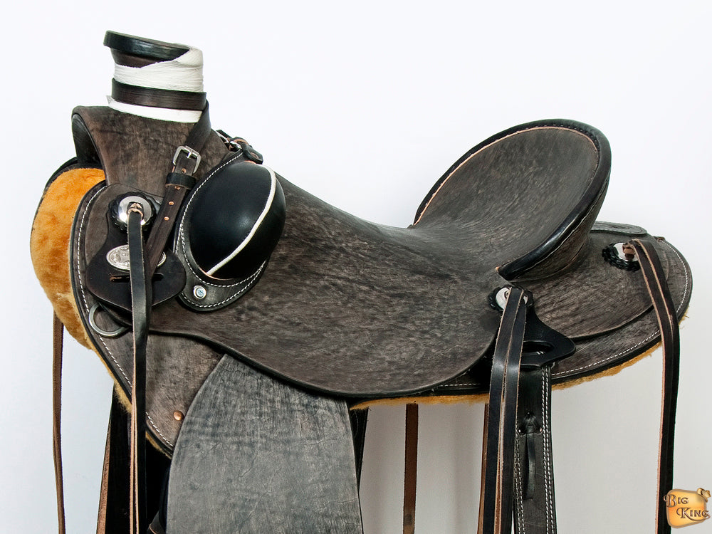 Western Horse Wade Saddle American Leather Ranch Roping Antique Black