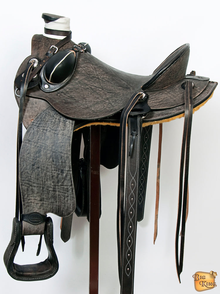 Western Horse Wade Saddle American Leather Ranch Roping Antique Black