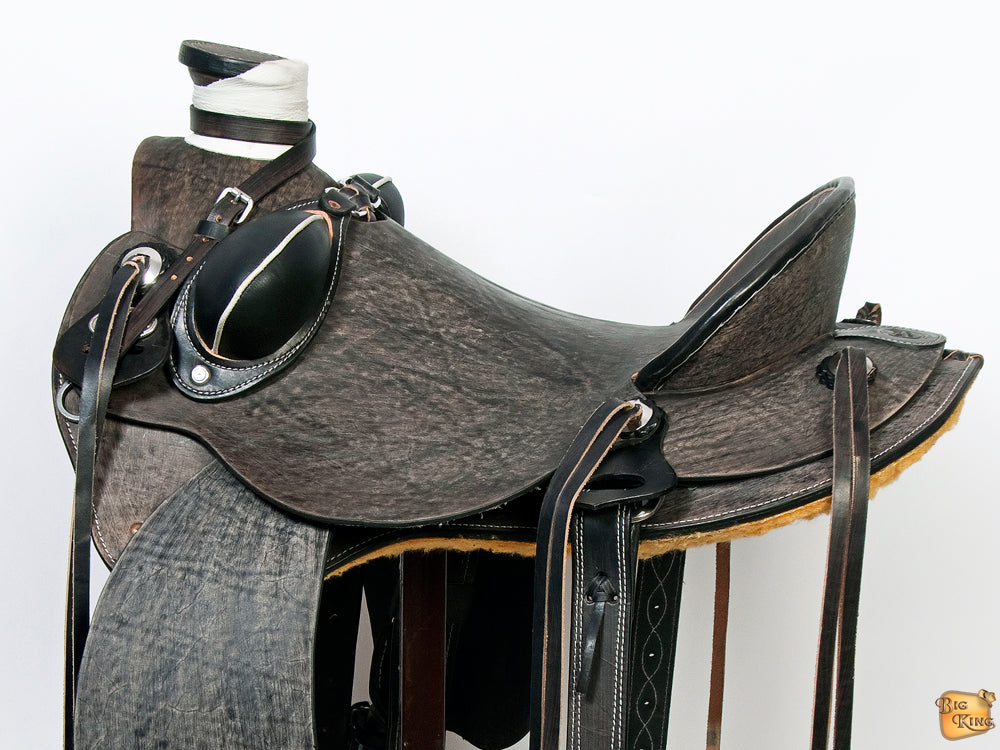 Western Horse Wade Saddle American Leather Ranch Roping Antique Black