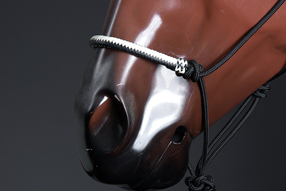 Classic Equine Horse Nylon Rawhide Noseband Halter Black White