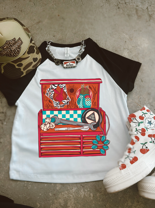 Just No toolbox Rib Raglan Baby Tee