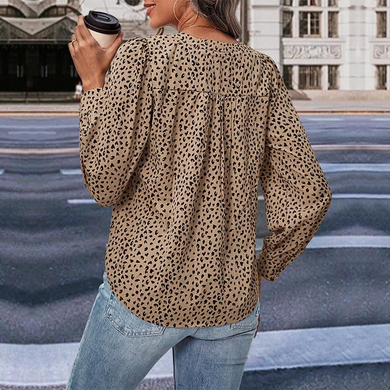 Wild West Leopard Print Top – Trendy Long Sleeved Cowgirl Top for Stylish Women