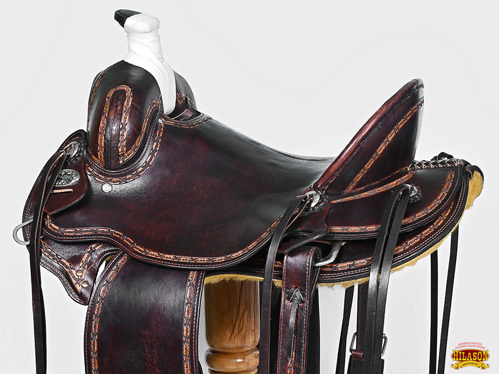 Western Horse Saddle American Leather Ranch Roping Trail Hilason Dark Brown
