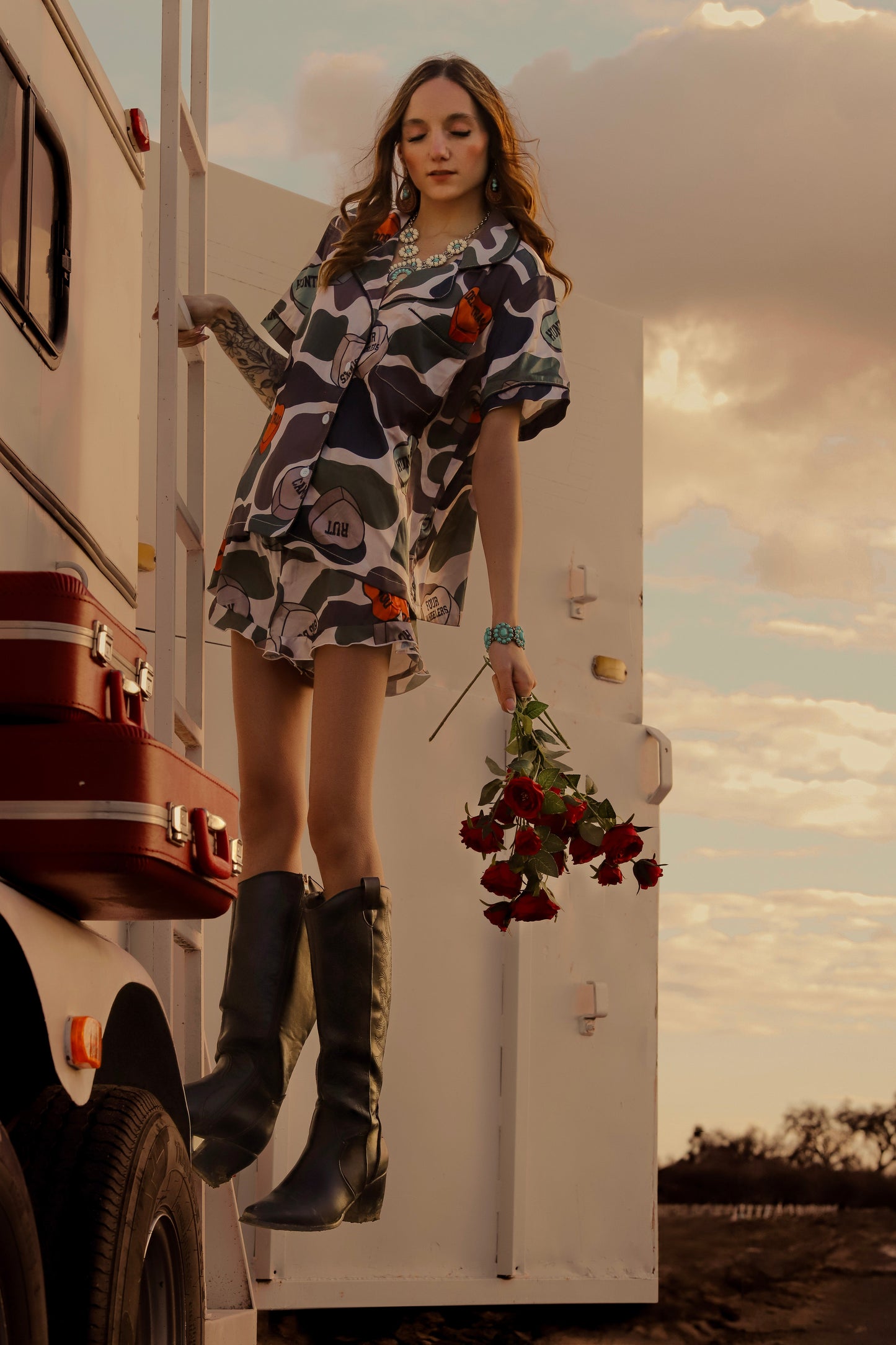 Duck Camo Hunting Candy Heart Silky Pajama Set